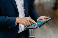 a man using a tablet
