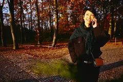 A woman smiling