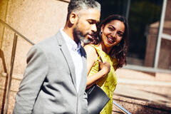 A man and woman in conversation