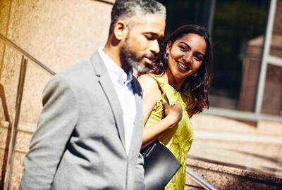 A man and woman in conversation