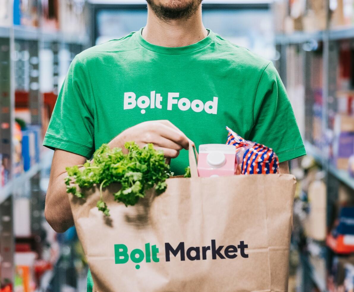 this is a man with a groceries bag