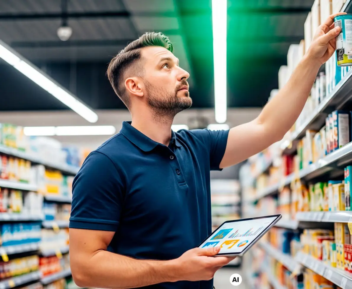 man working at a supermarket