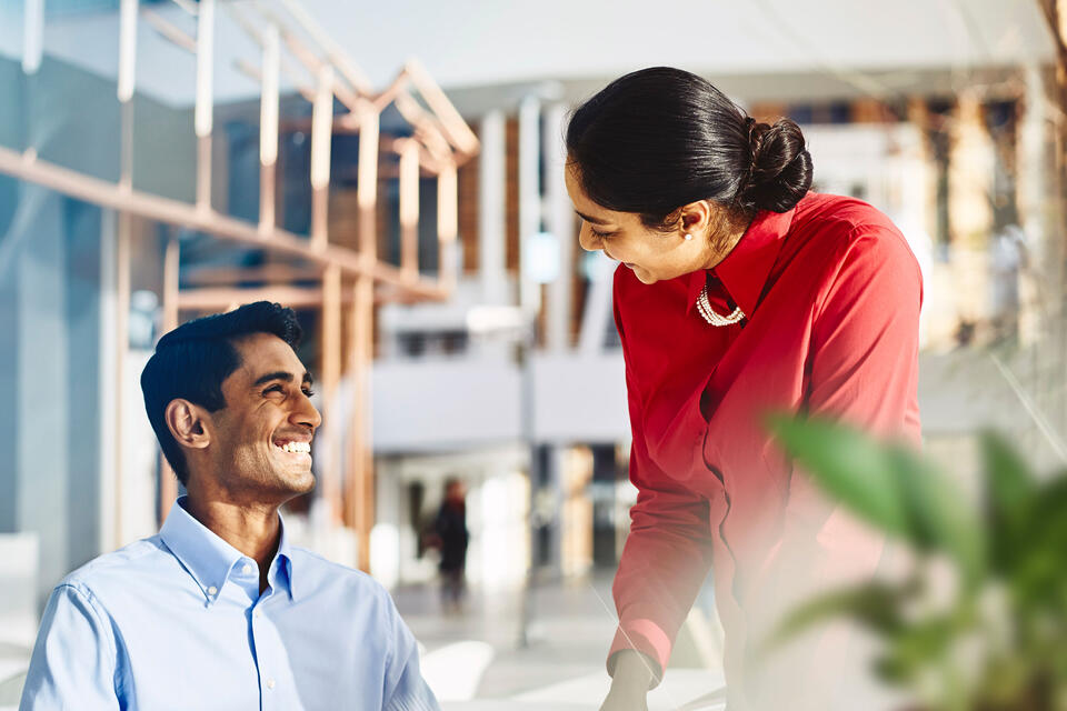 two people talking