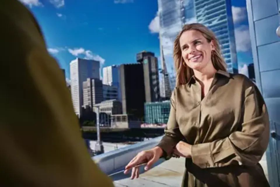 woman smiling at work